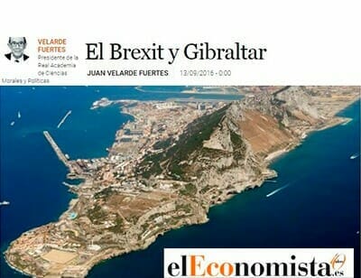 Artículo de Nuestro Profesor Juan Velarde en El Economista: El Brexit y Gibraltar